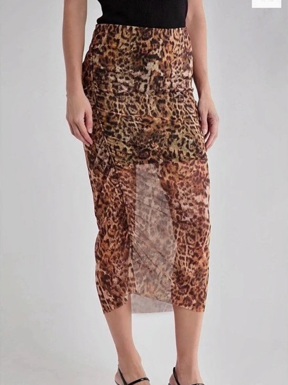 NWT All Saints Nora Leopard Print Midi Skirt Animal Print Midi Skirt Size 2